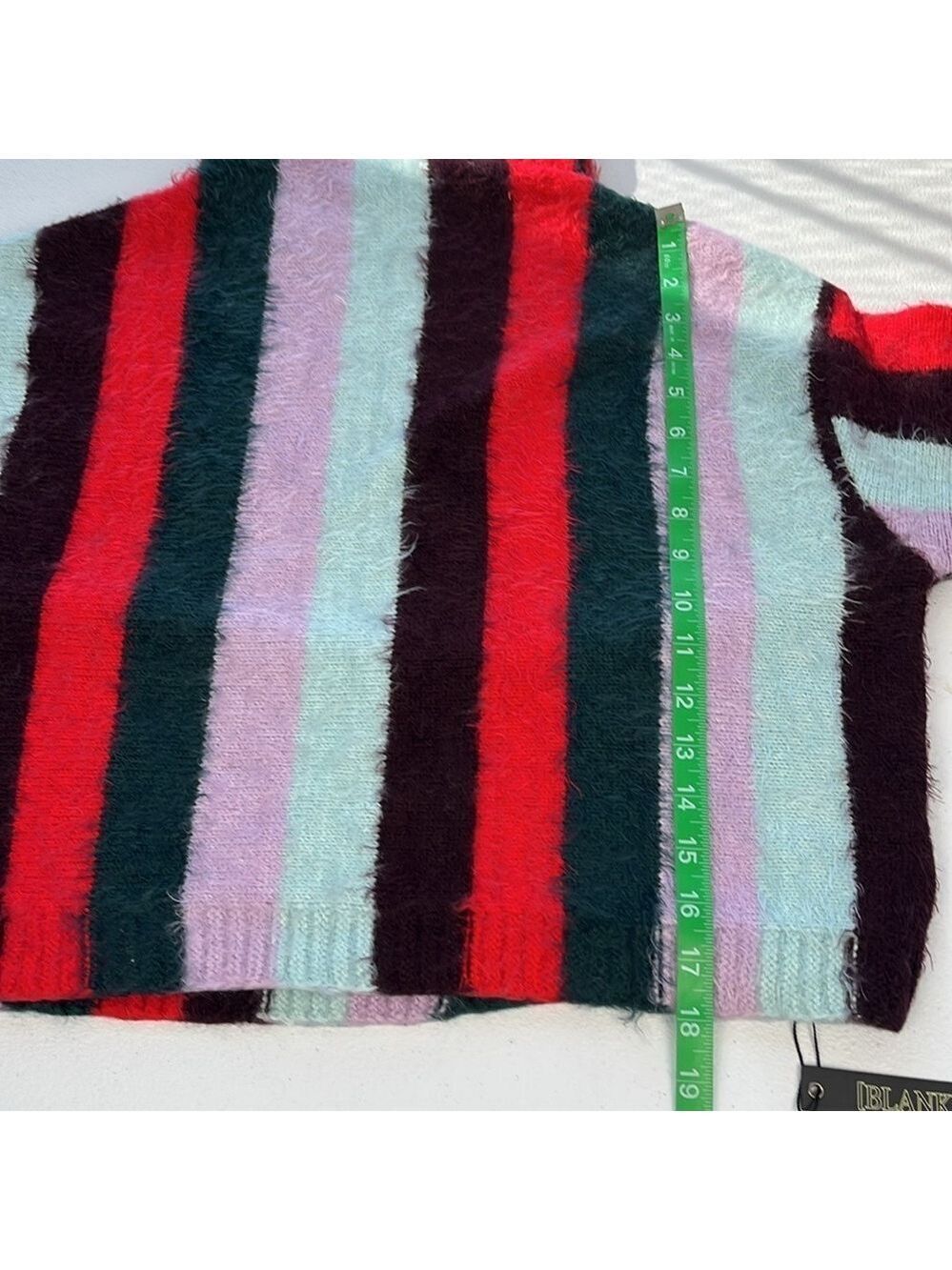 Blank NYC The Mad Hatter Sweater Eyelash Black Stripes Mock Neck Soft Top M NEW - Picture 11 of 11